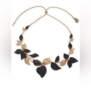 Ilonna & Lilly Gold Black Floral Necklace Statement Jewelry NWT